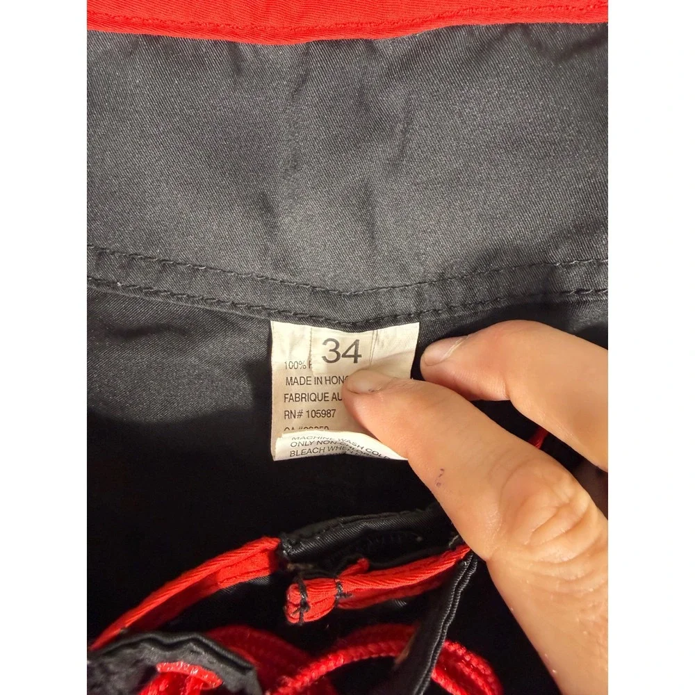 Quiksilver Board Shorts Mens‎ 34 Black Red Y2K Retro Logo Surf Swim Trunks
